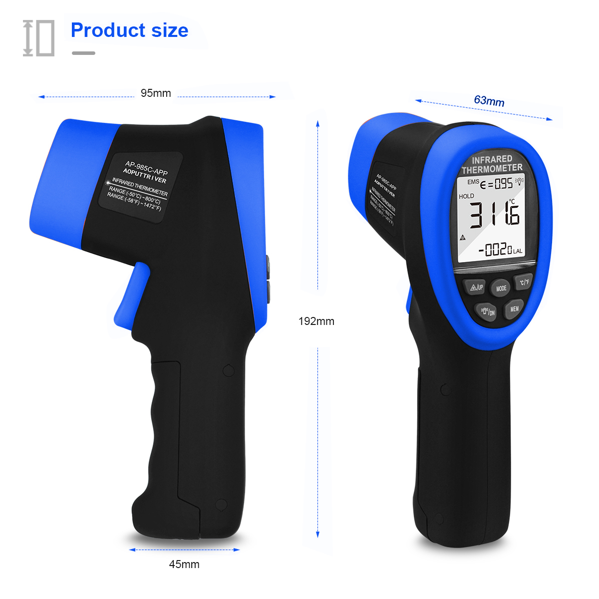 HoldPeak Infrared Thermometer  - đánh giá và giá Industrial Laser Temperature Gun